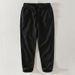 Men's Clothing Cotton And Linen Nine Point Pants Thin Drawstring Elastic Waist Casual Pants Men's Straight Youth Loose Trendy Pants_viptrois.com