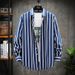 Men's Korean Style Striped Long Sleeve Shirt – Casual Cotton Shirt With Trendy Patterns (Black/White/Navy, M-5XL)_viptrois.com