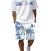 Summer Sailing Suit For Men Crew Neck Short Sleeve Top And Shorts Set Digital 3D Printing Size_viptrois.com