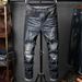 Men's Clothing Ripped Denim Patch Trend Slim Stretch Youth All Match Casual Pants_viptrois.com