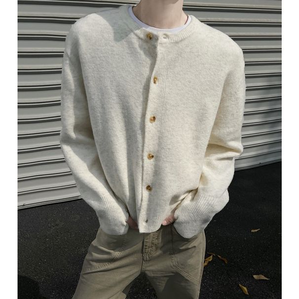 Men's Clothing American Style Cleanfit Crew Neck Cardigan Sweater Men's Spring And Autumn New Style Knitted Sweater Lazy Short Jacket_viptrois.com