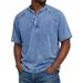 Men's Distressed Washed Henley Shirt – Long Sleeve Slim Fit Pullover, Casual Spring/Summer Top (Multiple Colors, Sizes S-4XL)_viptrois.com
