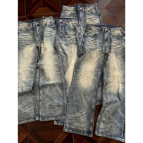 2026 American Guochao Spring And Autumn Street Versatile Micro-pull Loose Straight Casual Washed Old Denim Trousers_viptrois.com