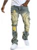 Men's Clothing Ripped Flared Tassel Stretch Jeans New Style_viptrois.com
