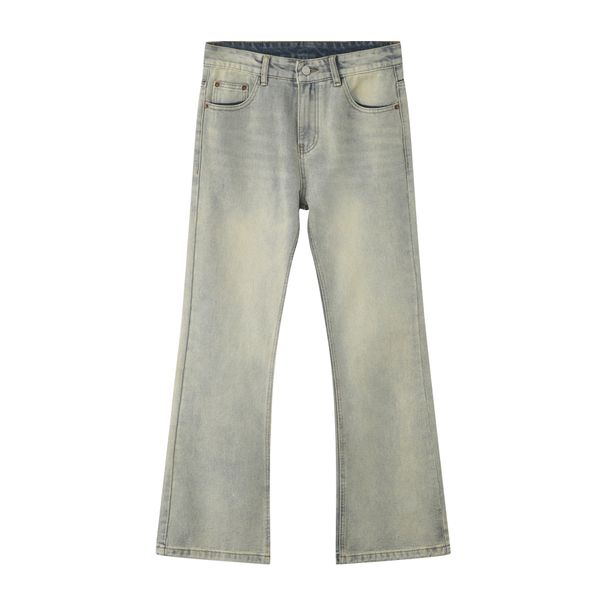 Men's Retro Washed Straight Leg Jeans Slight Flare Casual Denim Pants Vintage Blue Black Clay for Teen Boys_viptrois.com