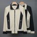 "Men's Japanese-Inspired Contrast Panel Jacket – Lightweight Polyester With Zippered Pockets (Black/Apricot, M-3XL)"_viptrois.com