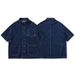Men's Clothing Washed Pocket Workwear Short Sleeved Denim Shirt Men's And Women's Loose Half Sleeved Shirt Trend_viptrois.com