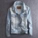 Men's Clothing One Piece Drop Shipping Autumn New Men's Retro Denim Jacket Light Color Hole Slim Fit Clothes Korean Style Denim Jacket_viptrois.com