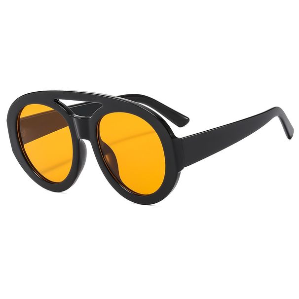 Men's Sunglasses Retro Oval Double Beam Glasses Cool Square Shoot Trendy Sun Protection Sunglasses Women's Large Frame Fashion Sunglasses Street_viptrois.com