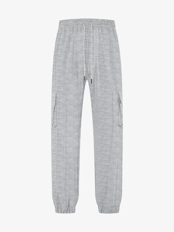 Men's Clothing Men's Summer Thin Loose Breathable Micro Elastic Drawstring Linen Checkered Men's Casual Pants Overalls_viptrois.com