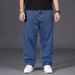 Large Jeans For Men In Autumn Added Fat, Plus Size Men's With Loose Straight Fat Guy, Wide Legs, Elastic Waist, Long_viptrois.com