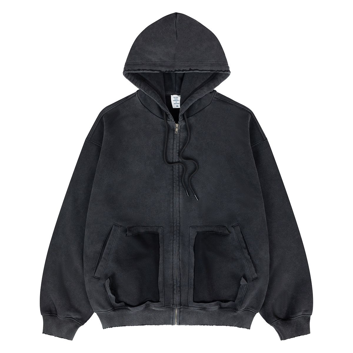 Autumn Winter New Paris Plain Washed Vintage Cardigan Fleece-Lined Hooded Sweatshirt_viptrois.com
