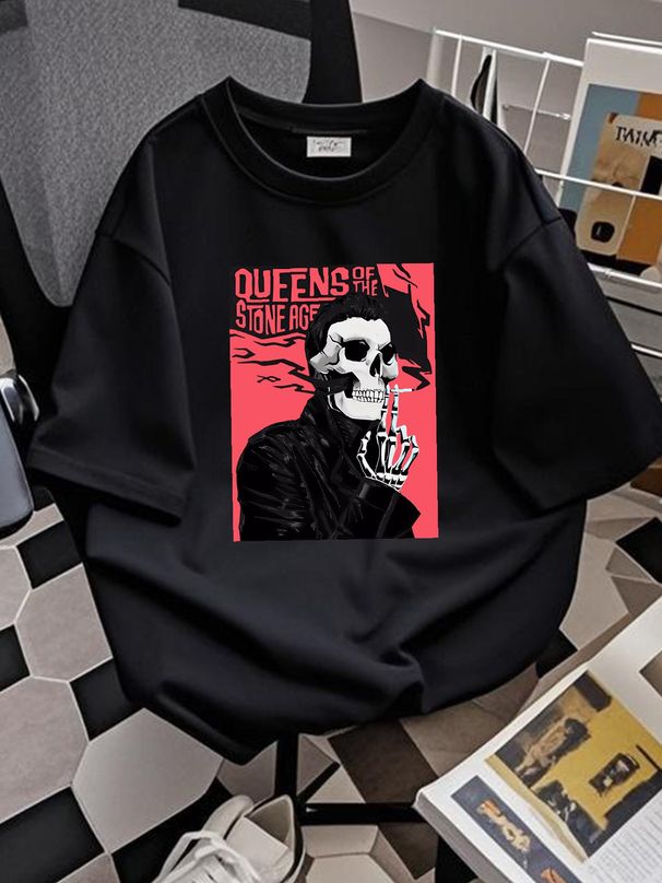Queen Of The Stone Age Mens Short Sleevee Cotton T-shirt All Size Homme Top For Everyday Wear Graphic Summer Comfortable Stylish Casual Streetwear_viptrois.com