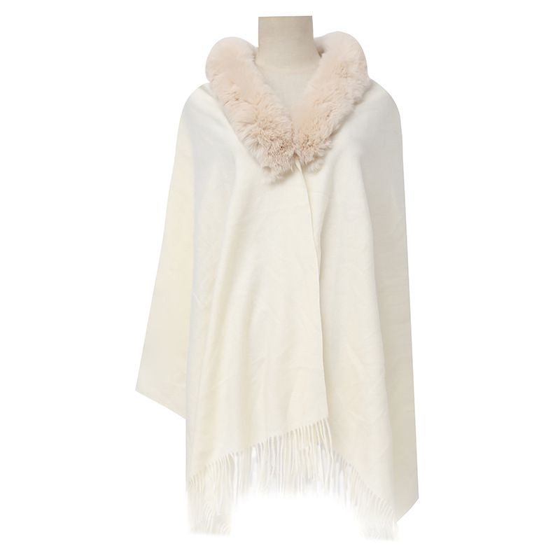 Women's Shawls Fur Collar Scarf Winter Warm Women's Scarf Shawl Dual Purpose Thick Dress Shawl_viptrois.com