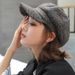 Autumn Winter New Elegant Large Head Circumference Plaid Woolen Octagonal Hat Beret British Style Hot Sale_viptrois.com