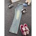 New Slim Fit Straight Leg Jeans, Spring/summer Style, Lightweight, Plus Size, Flattering For Curvy Women, Loose Fit, Wide Leg Pants._viptrois.com