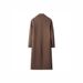 Men's Long Double Faced Wool Coat, Pure Wool, Cashmere Free, Thick Trench Coat With Large Lapels_viptrois.com