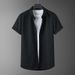 Men's Clothing Fashion Trend Leisure Sports Knitted Pattern Short Sleeved Two Piece Suit_viptrois.com