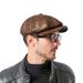 New Arrivals Hats Men 2024 Winter 100% Genuine Leather Warm Cap Male Beret Painter Boina Cowhide Octagonal High Quality Streetwear_viptrois.com