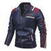 Men's PU Leather Jacket – Slim Fit Biker Style Stand Collar Coat For Fall & Winter (L-4XL, Black/Red/Blue) Fashionable Casual Outerwear_viptrois.com