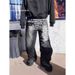 Popular Men's And Women's Faux Leather Jeans Wide Letter 3D Print Retro Hip Hop Style Trending_viptrois.com
