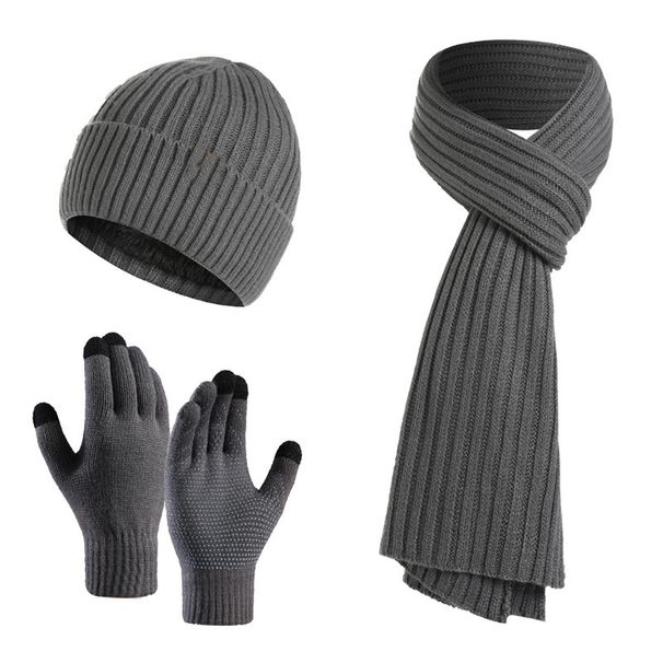 wool blend gloves hat scarf threepiece set fashionable double c logo men and women w utumn and winter retro scarf set_viptrois.com