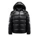 Unisex Black Shiny Puffer Jacket With Hood - Fleece Lined, Thickened, Oversized Fit For Men & Women_viptrois.com