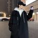 Winter Black Korean Edition Men's Knee Length Windbreaker Youth Trendy Handsome Coat Loose Top_viptrois.com