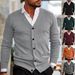 "Men's Slim-Fit V-Neck Cardigan – Lightweight Knit For Layering (Off-White To 5XL, Business Casual)"_viptrois.com