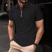 Men's Breathable Polo Shirt – Lightweight Summer Button-Up Tee With Subtle Texture (White, Black, Khaki, Light Blue) – S-XXL_viptrois.com