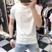 Men's Slim Fit Short Sleeve T-Shirt Lettered Trendy Brand Summer Casual Handsome White Top_viptrois.com
