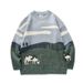 Cow Color Blocked Sweater Men's Autumn And Winter Round Neck Knitted Sweater Sweater Sweater Jacket_viptrois.com