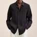 Long Sleeve V-Neck Loose Button Cotton And Linen Shirt For Men_viptrois.com
