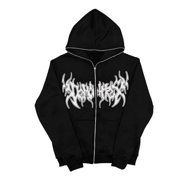 Men's Clothing Street Style Personalized Embroidery Zipper Cardigan Men And Women Hoodie Sweater Loose Casual Jacket_viptrois.com