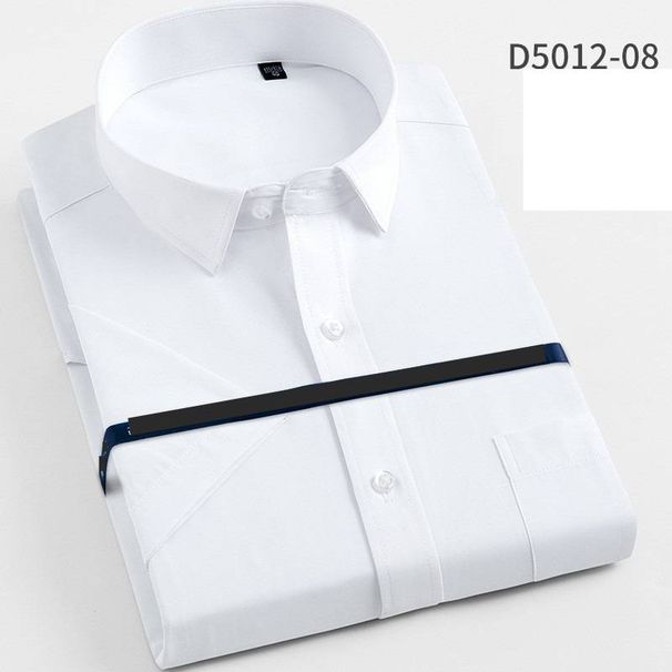 Men’s Slim-Fit Short Sleeve Dress Shirt – Wrinkle-Resistant Business Casual Top With Breathable Cotton Blend (Striped/Solid, Office & Smart Casual)_viptrois.com