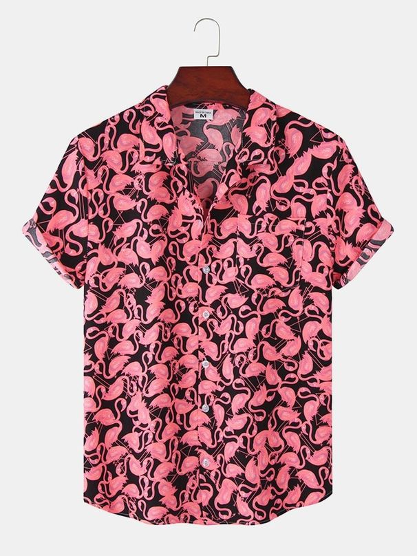 Loom Fashion European And American Style Autumn Winter Spring Summer New Floral Men's Short Sleeve Plus Size Shirt_viptrois.com