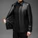Suitable For All Seasons Jacket 2025 Autumn New Fashion Business Turn-down Collar Fleece-lined Casual Men's Leather Coat_viptrois.com