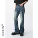 Men's Retro Washed Straight Leg Jeans Slight Flare Casual Denim Pants Vintage Blue Black Clay for Teen Boys_viptrois.com