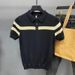 Men's Clothing Simple Striped Contrast Color Knitted T Shirt Ice Silk Polo Shirt Casual Versatile Elastic Breathable Collar T Shirt_viptrois.com