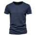 Summer New Solid Color Shor Sleeved Slim Fi Bamboo Coon European Size Korean Version Fashionable Casual Men's_viptrois.com