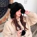 Plush Autumn/Winter Korean Edition New Little Bear Cute and Warm Woolen Women's Ear Protection Ball Knitted Pullover Hat_viptrois.com