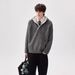 Color Blocked Hooded Twisted Pattern Thick Knit Sweater, Men's And Women's Loose Top_viptrois.com