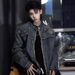 Men's Clothing Retro Washed Yellow Mud Dyed Blue Stand Collar Denim Jacket Handsome Loose Coat Top Trendy Street_viptrois.com