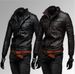 Men's Clothing Autumn and Winter New Pockets Multi zipper Men's Stand Collar Motorcycle Leather Jacket Leather Jacket A153_viptrois.com
