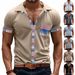 Men's Clothing Loose Casual Contrast Color Shirt Short Sleeve Shirt_viptrois.com