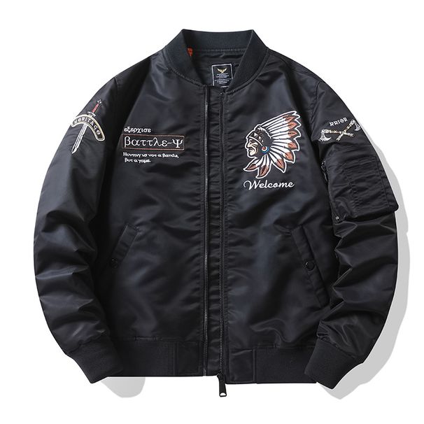 Men's clothing Jacket men's spring and autumn retro stand collar loose casual long sleeve workwear pilot jacket baseball jacket men_viptrois.com