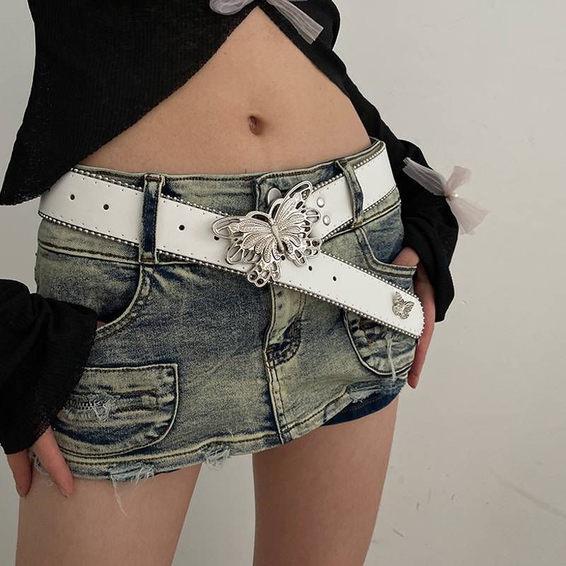 BABI powder millennium Spice Girl style y2k American belt women 2024 new butterfly belt 100 with denim belt_viptrois.com