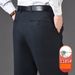 Autumn And Winter Woolen Velvet Trousers Men's Straight Thickened Trousers Loose Straight Business Casual Black Non Iron Suit Trousers Men_viptrois.com