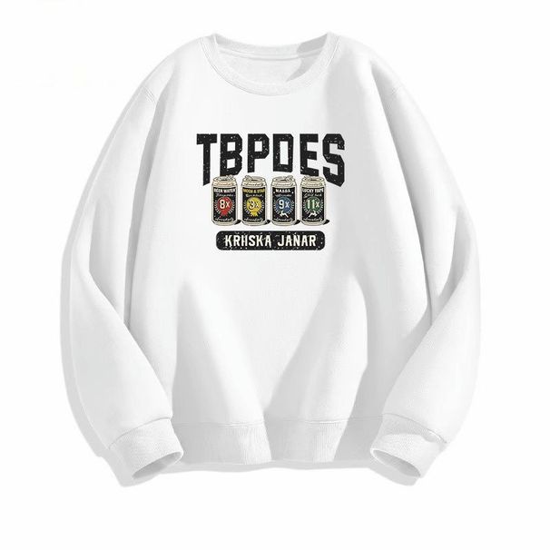 American Retro Hong Kong Style Printed Crew Neck Sweater 2024 Autumn And Winter New Velvet Thickened High-end Loose Tops And Clothes_viptrois.com