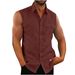 Men's Clothing Men's Shirt Double Pocket Cotton And Linen Sleeveless Shirt Casual Vacation Shirt_viptrois.com